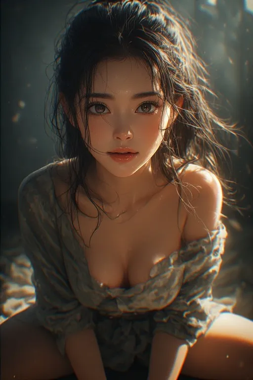 몽환적인 분위기 속에서 깊은 생각에 잠긴듯한 눈빛의 토닥이 관리사 모습.