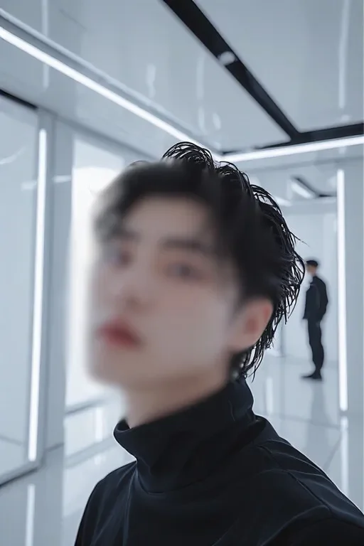 세련된 화이트 셔츠를 입고 거울 앞에서 신뢰감을 주는 서초 지역 전담 여성전용마사지 매니저.